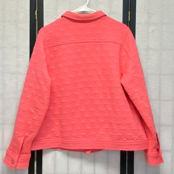 Isaac Mizrahi Live Coral Quilted Lightweight Bomber Jacket XL Short Button Coat - Picture 2 of 11